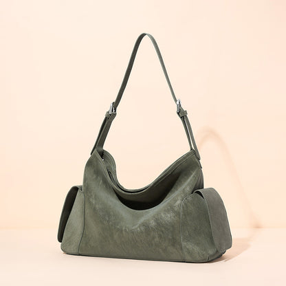 アーバン ノマド 本革バッグ | 大きめ スラウチ ショルダーバッグ サイドポケット付き