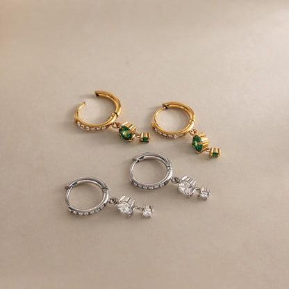 Modern Luxury Graduated Dual Crystal Huggie Earrings