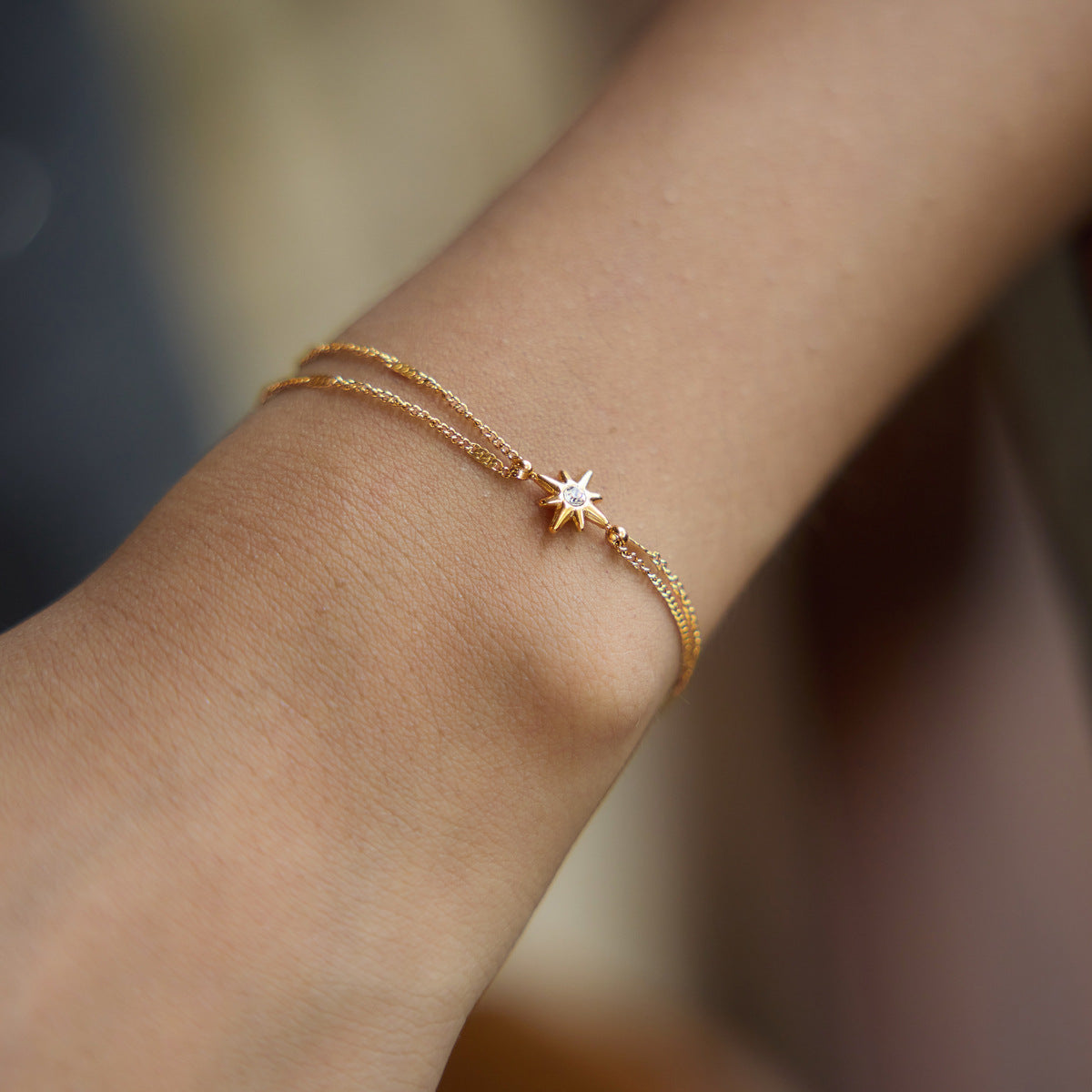 Elegant Minimalist Shimmering Double Layer Bracelet