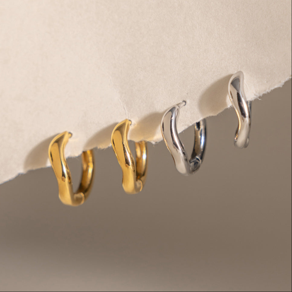Modern Luxury Organic Wave Liquid Hoop Earrings