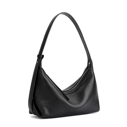 Casual Slouchy Pebbled Genuine Leather Hobo Clutch Bag