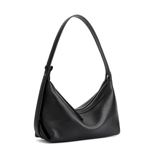 Casual Slouchy Pebbled Genuine Leather Hobo Clutch Bag