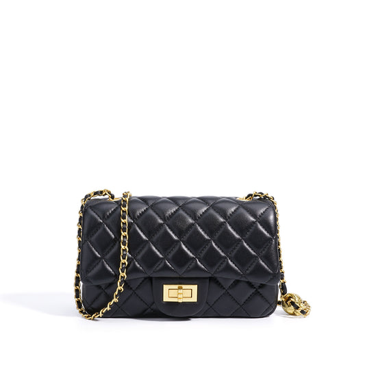Refined Quilted Genuine Sheepskin Flap Clutch Bag