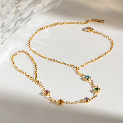 Minimalist Bracelet Inlaid with Colored Diamonds