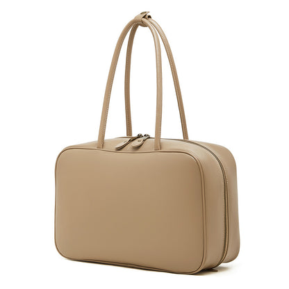 Women's Large Smooth Genuine Leather Bag - Versatile 2-Way Carry Office Work Tote