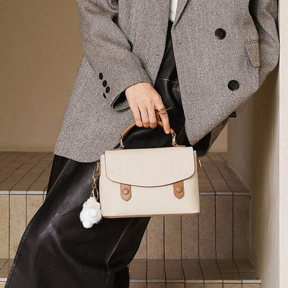 Women's Luxury Pebbled Leather Top-Handle Bag with Cloud Charm