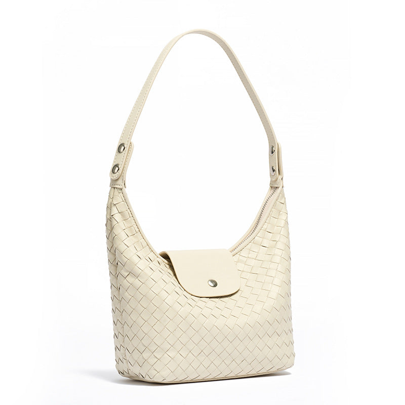 Elegant Woven Genuine Leather Hobo Clutch Bag