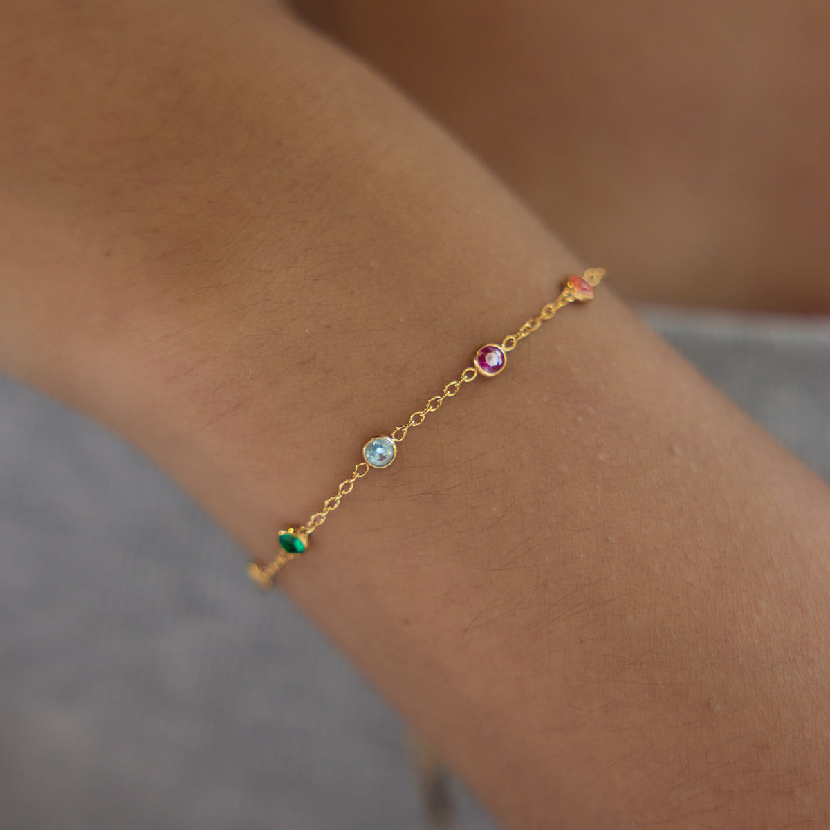 Chromatic Gradient Geometric Luminary Stacking Bracelet