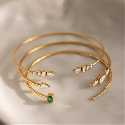 Geometric Silhouette Sculptural Open Cuff Stacking Bracelet