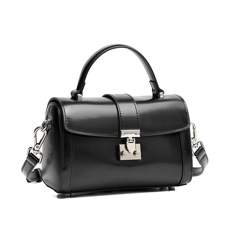 Chic Genuine Leather Cylinder Box Clutch Bag