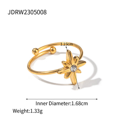 Octagram Ring Inlaid with White Diamonds