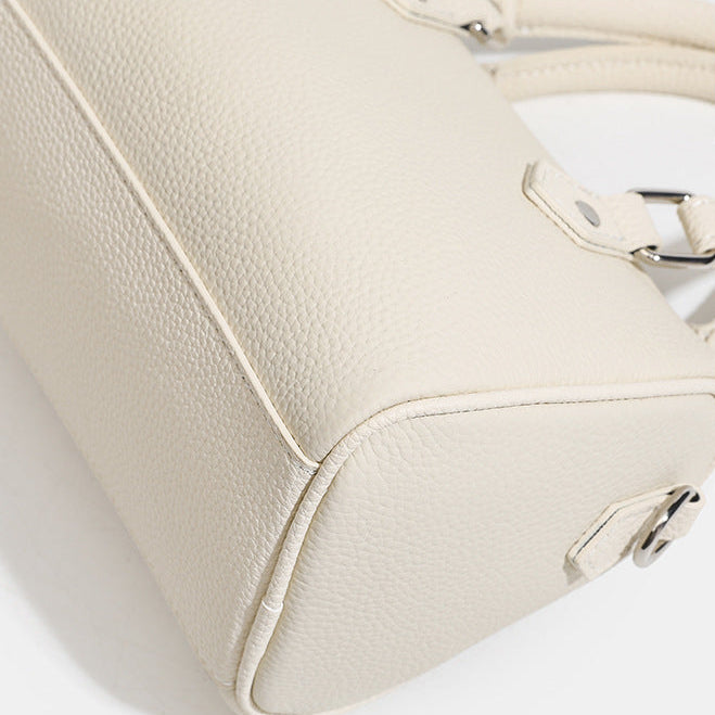Retro Luxury Pebbled Genuine Leather Boston Clutch Bag