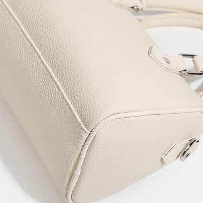 Retro Luxury Pebbled Genuine Leather Boston Clutch Bag