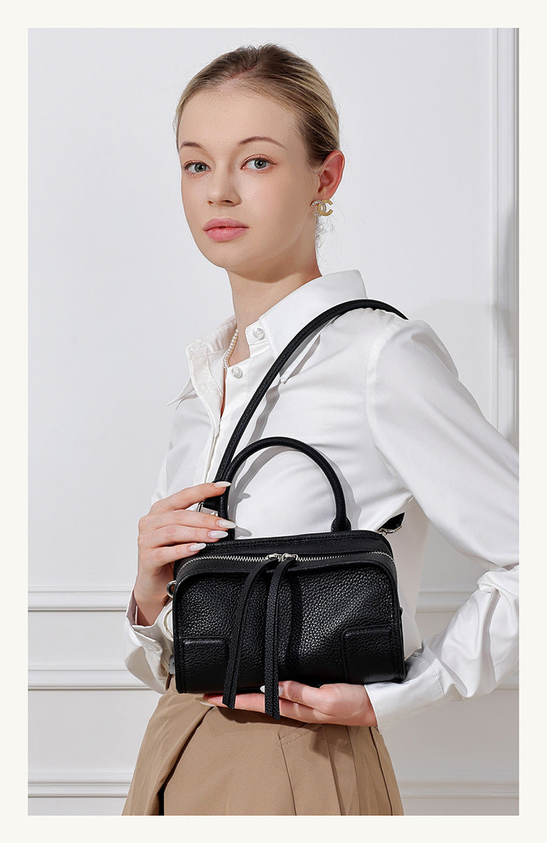 Chic Genuine Leather Boston Clutch Bag