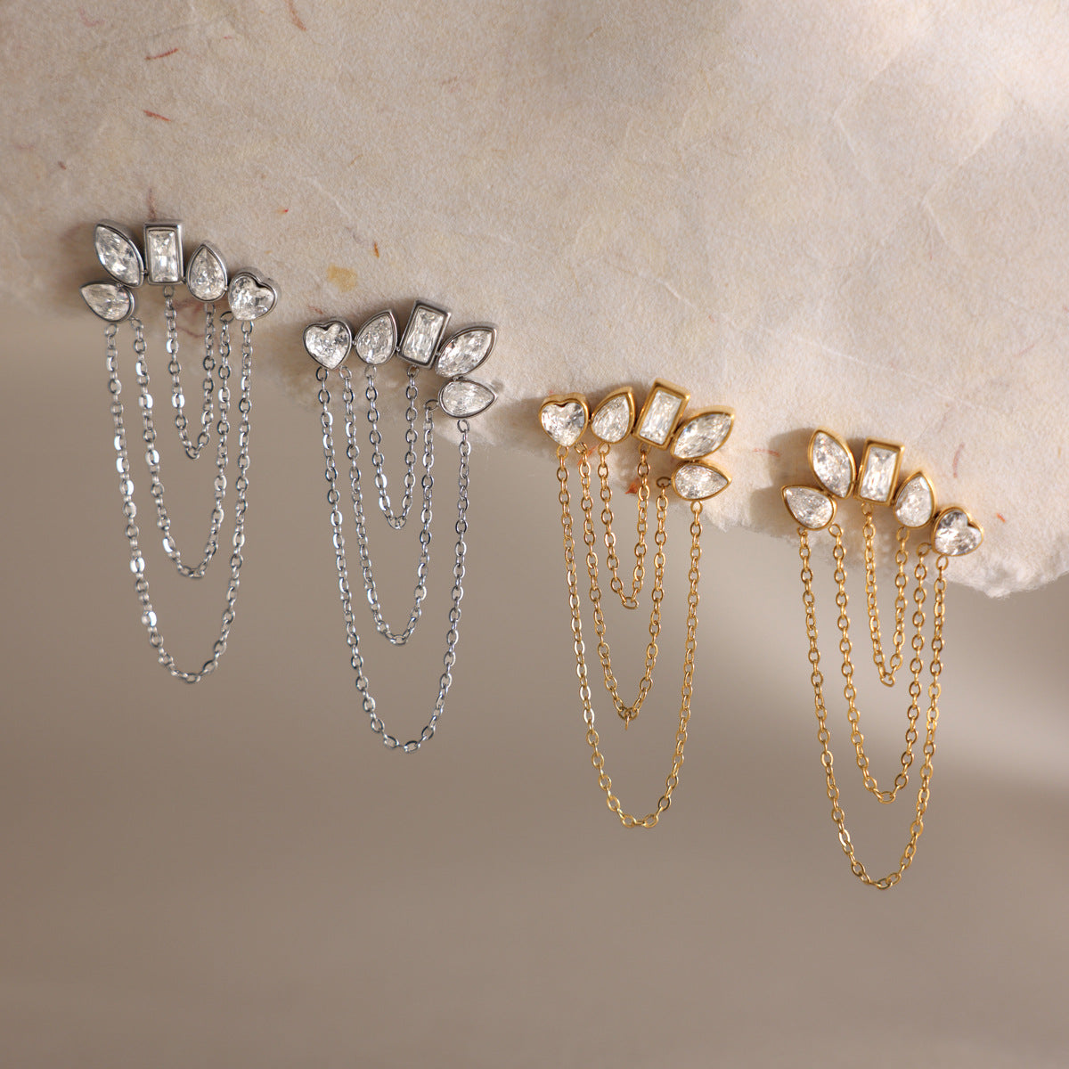 Luxury Majestic Geometric Draped Tiered Arch Earrings
