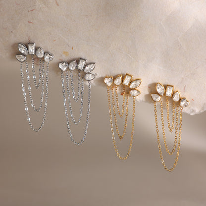 Luxury Majestic Geometric Draped Tiered Arch Earrings