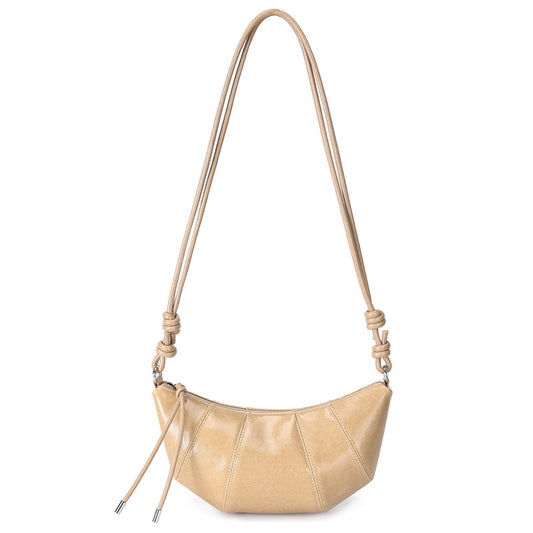 The Artisan Croissant Genuine Leather Bag | Minimalist Knotted Paneled Hobo
