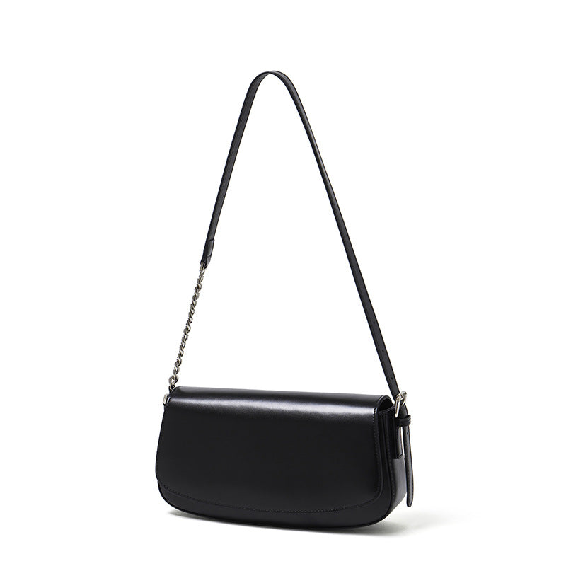 Minimalist Vintage Genuine Leather Baguette Saddle Bag