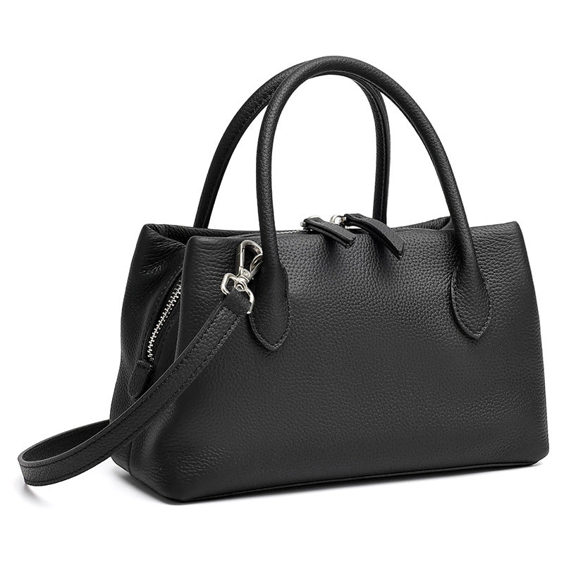 Antique Pebbled Genuine Leather Mini Tote Clutch Bag