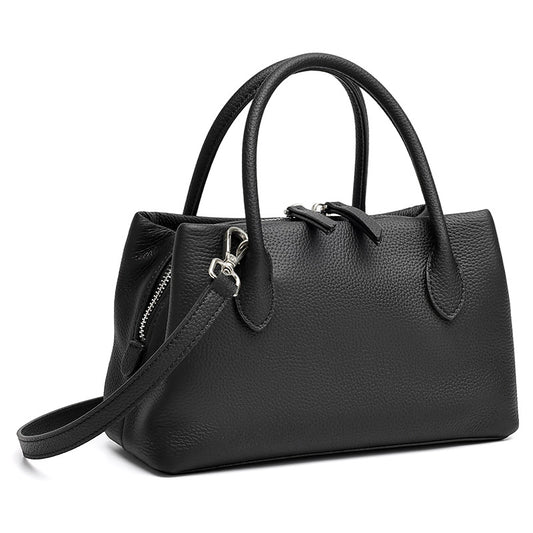 Antique Pebbled Genuine Leather Mini Tote Clutch Bag