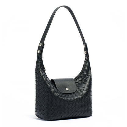 Elegant Woven Genuine Leather Hobo Clutch Bag