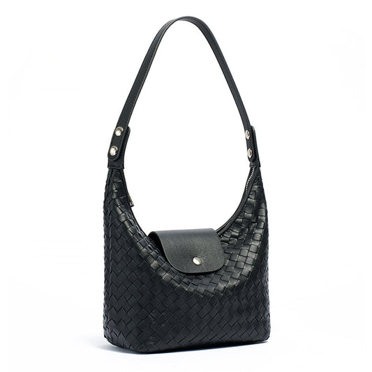 Elegant Woven Genuine Leather Hobo Clutch Bag