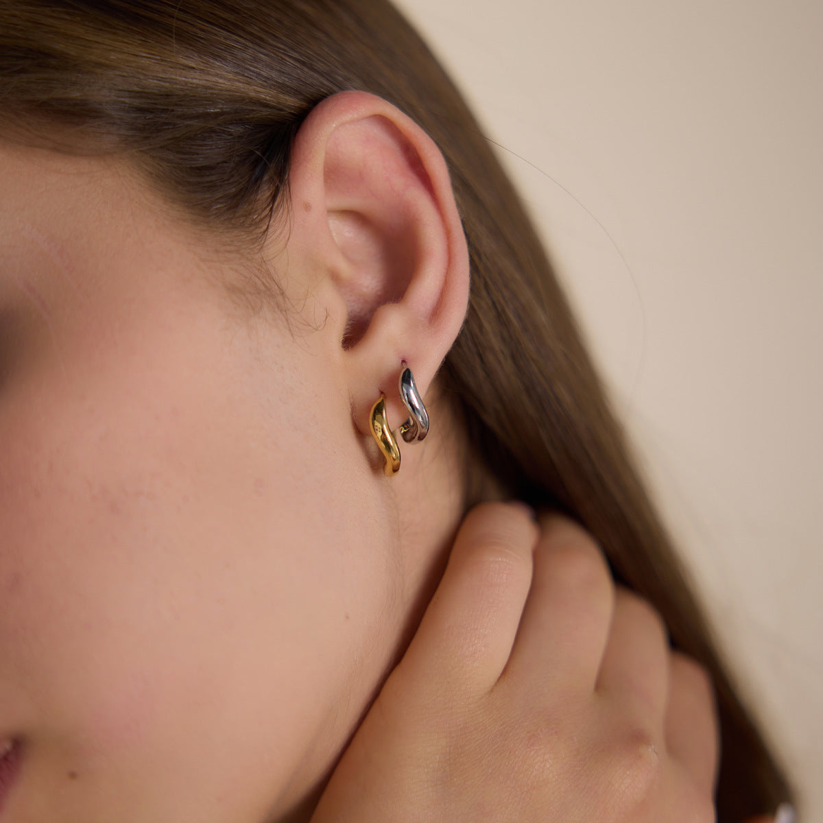 Modern Luxury Organic Wave Liquid Hoop Earrings