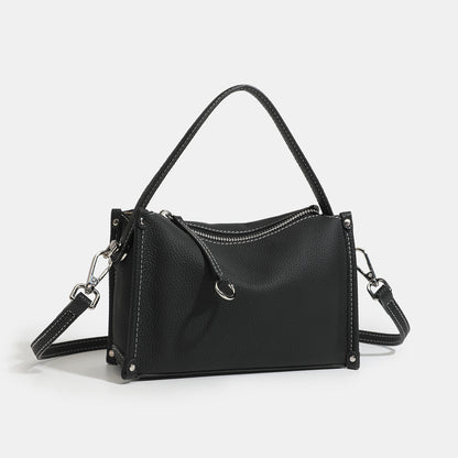 Clean-lined Pebbled Genuine Leather Crossbody Clutch Bag