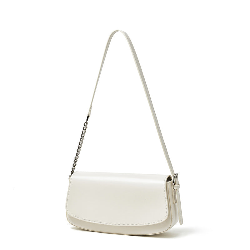 Minimalist Vintage Genuine Leather Baguette Saddle Bag