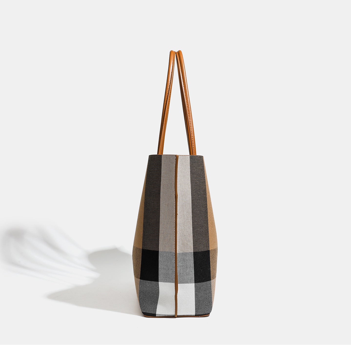 Classic British Plaid Colorblock Vegan Eco-Leather Tote Bag
