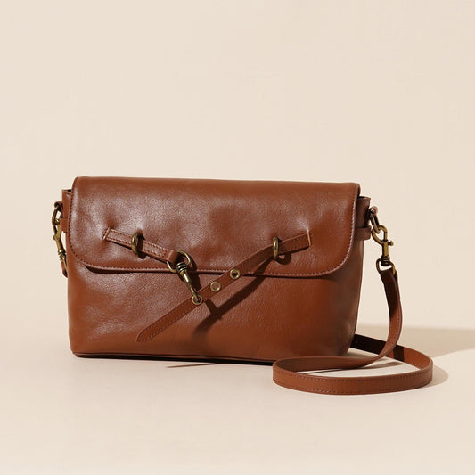 The Timeless Equestrian Genuine Leather Flap Crossbody Bag with Horsebit Hardware