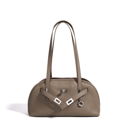 Vibrant Genuine Leather Large Capacity Half-Moon Clutch Bag