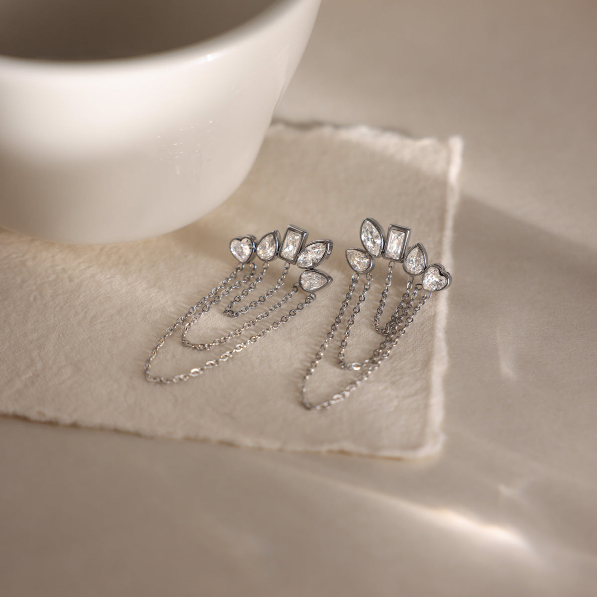 Luxury Majestic Geometric Draped Tiered Arch Earrings