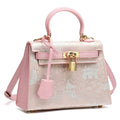 Elegante orientalische Brokat Echtleder Kelly Clutch Tasche mit Charm