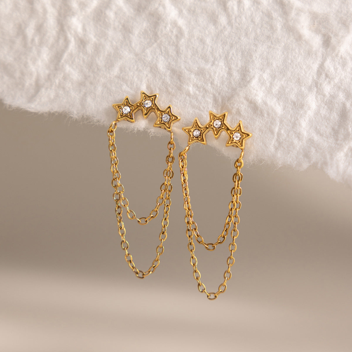 Chic Radiant Starlet Cluster Slender Tiered Drape Fringe Earrings
