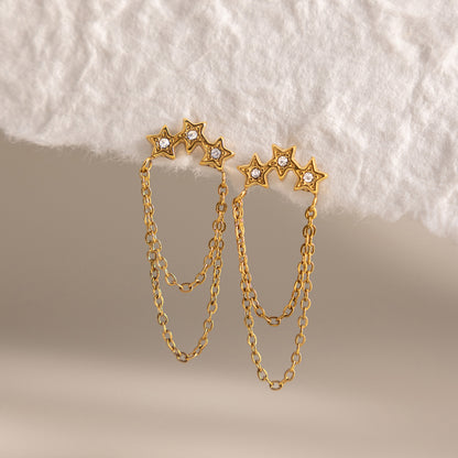 Chic Radiant Starlet Cluster Slender Tiered Drape Fringe Earrings