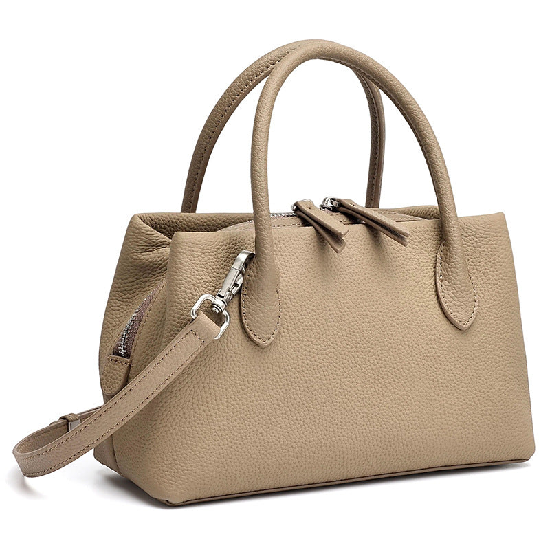 Antique Pebbled Genuine Leather Mini Tote Clutch Bag