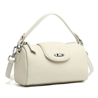 Modern Genuine Leather Cylindrical Barrel Clutch Bag