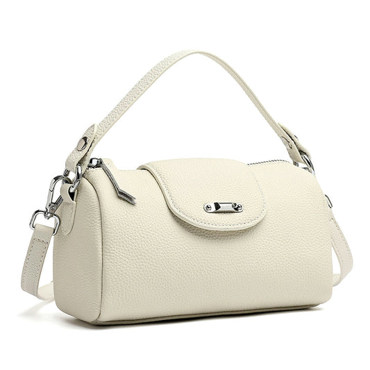 Modern Genuine Leather Cylindrical Barrel Clutch Bag