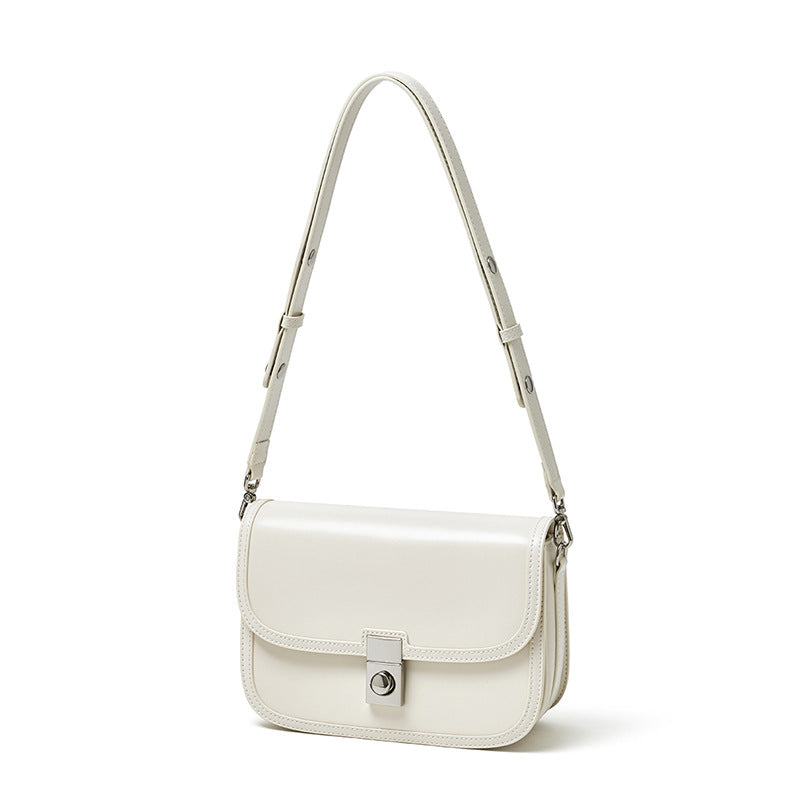 Vintage Sleek Plain Cowhide Genuine Leather Shoulder Messenger Bag