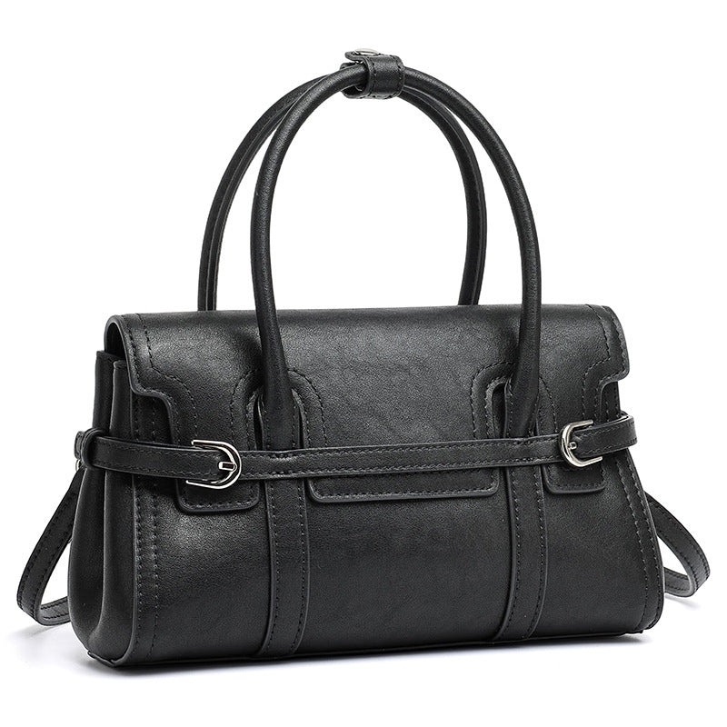 Sleek Genuine Leather Flap Satchel Clutch Bag