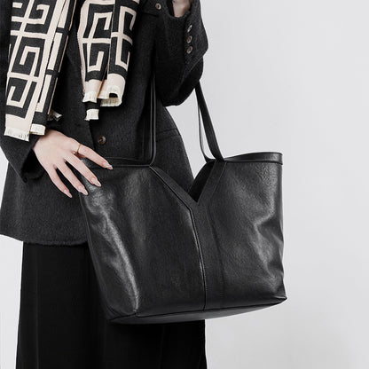 Herbstliche Tragetasche aus echtem Leder im koreanischen Stil