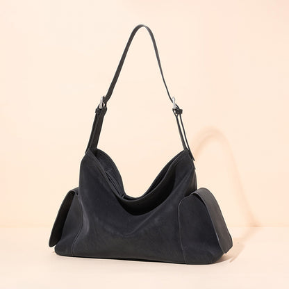 アーバン ノマド 本革バッグ | 大きめ スラウチ ショルダーバッグ サイドポケット付き