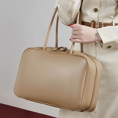 Women's Large Smooth Genuine Leather Bag - Versatile 2-Way Carry Office Work Tote