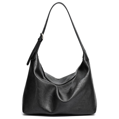 Supple Slouchy Genuine Leather Crescent Hobo Clutch Bag