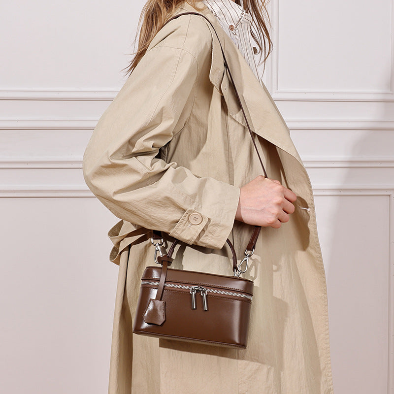 Minimalist Genuine Leather Square Box Clutch Bag
