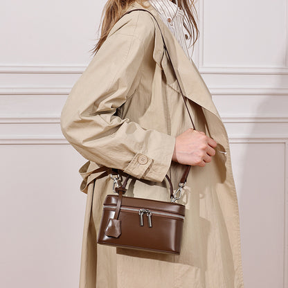 Minimalist Genuine Leather Square Box Clutch Bag