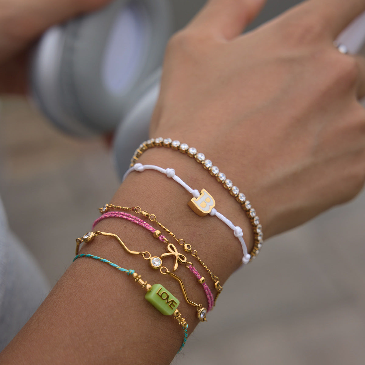 Bohemian Riviera Silk Cord Charm Bracelet