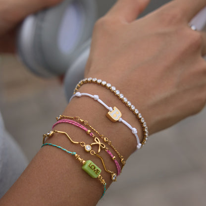 Bohemian Riviera Silk Cord Charm Bracelet