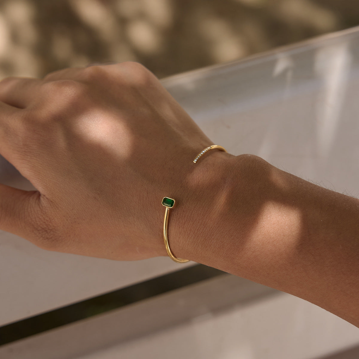 Geometric Silhouette Sculptural Open Cuff Stacking Bracelet